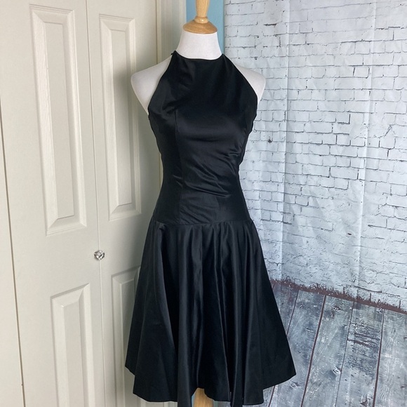 Vintage 50s Nicholas Ungar little black dress 100% Silk drop waist retro madmen - Picture 5 of 16